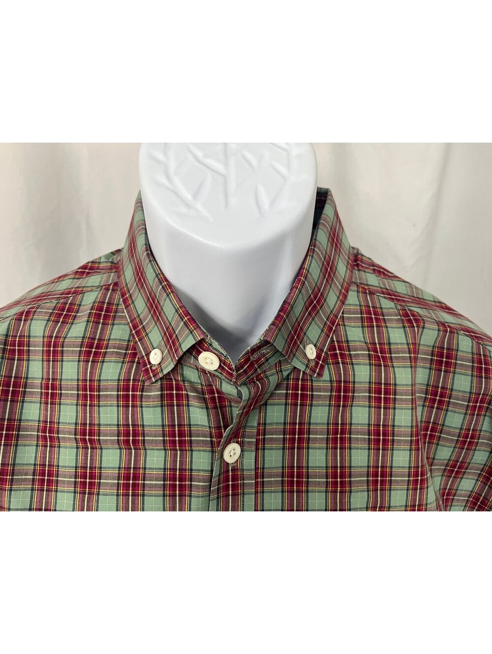 Billy Reid Men's Green Red Yellow Plaid Long Sleeve Shirt Large L EUC